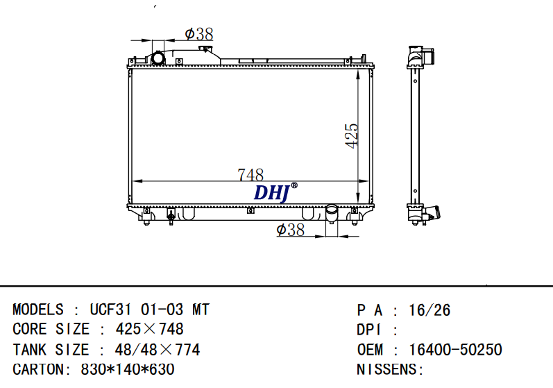 TOYOTA UCF31 radiator 16400-50250