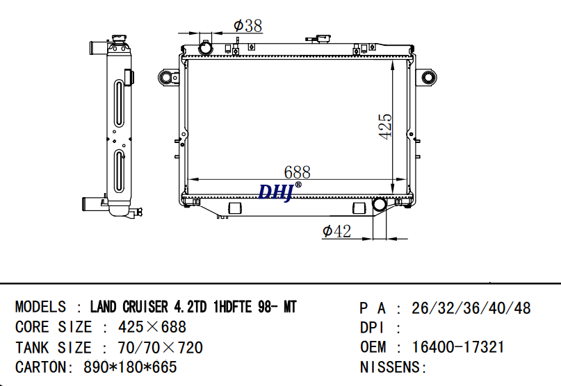 TOYOTA LAND CRUISER Radiator 16400-66130 16400-17321 16400-17320 16400-17330 16400-17331 16400-66131