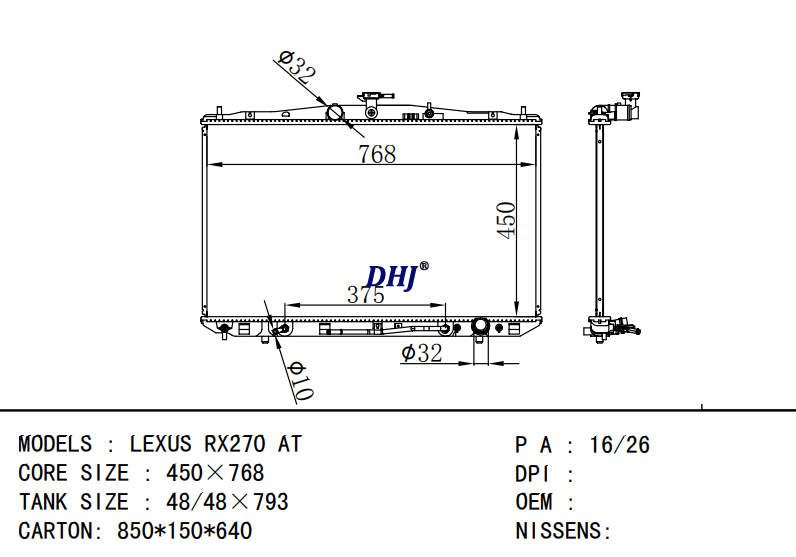 TOYOTA LEXUS RX270 AT /MT radiator