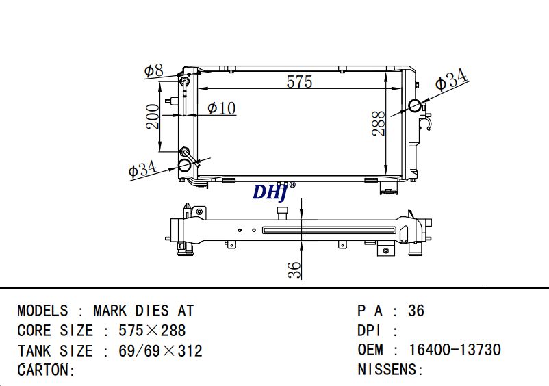 TOYOTA MARK DIES AT radiator 16400-13730