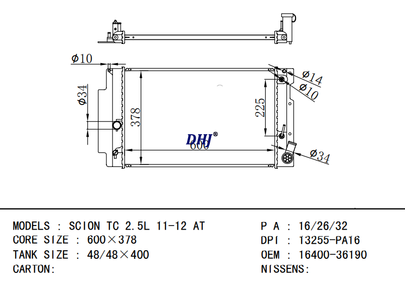 TOYOTA SCION radiator 16400-36190 16400-36180