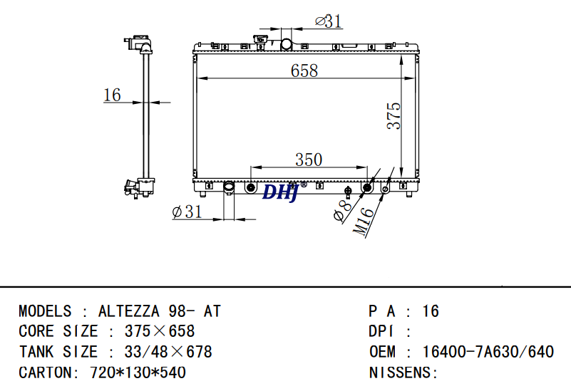 TOYOTA ALTEZZA 98- AT radiator 16400-7A630 16400-7A631 16400-7A640 16400-7A641