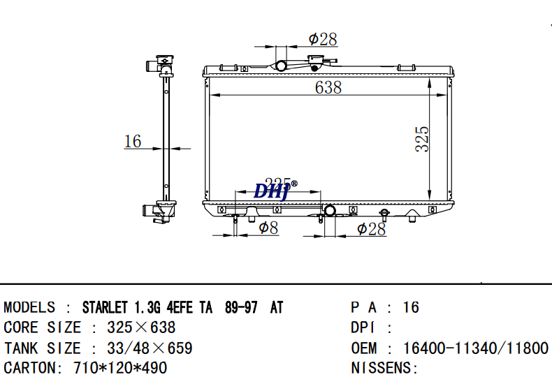TOYOTA STARLET radiator 16400-11340 16400-11310