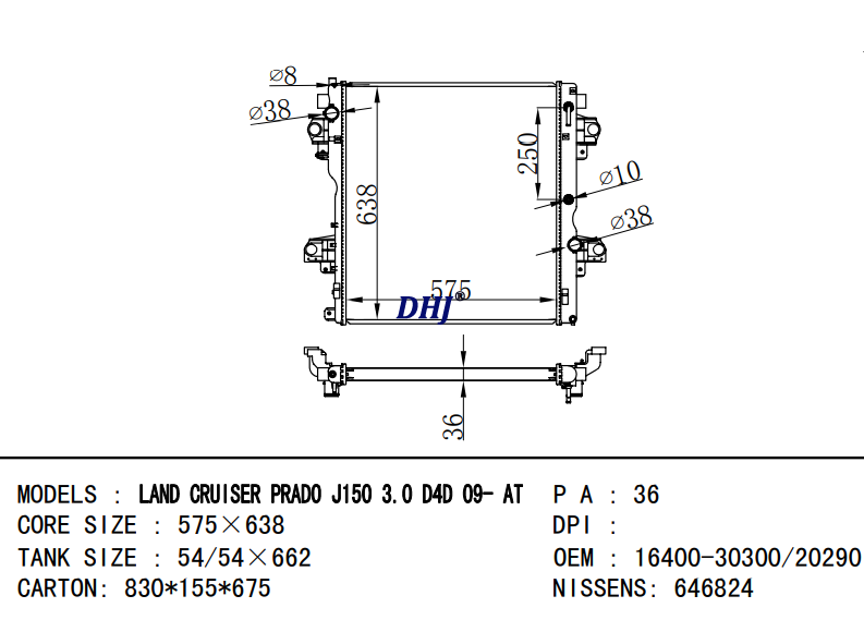 TOYOTA LAND CRUISER J150 radiator 16400-30300 16400-20290