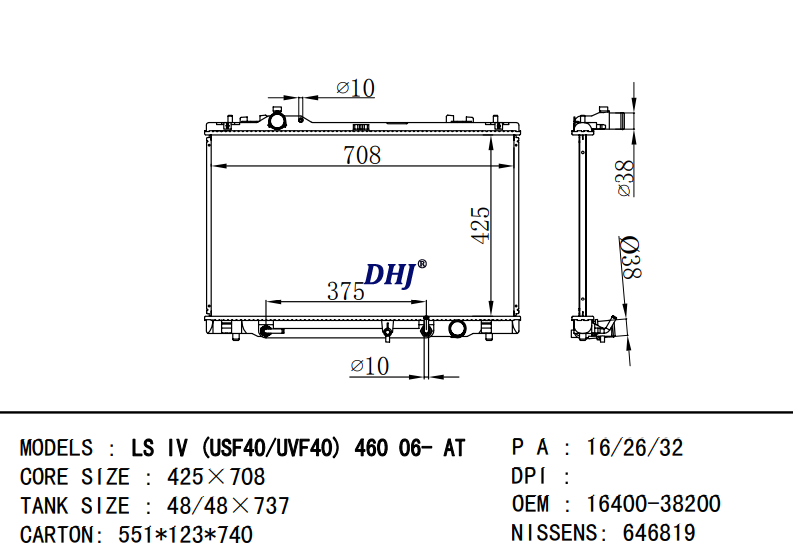 16400-38201 16400-38200 TOYOTA LEXUS LS IV (UVF40  USF40_) radiator