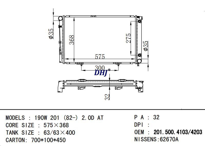 BENZ 190 RADIATOR 2015005103 A2015004103 2015004103 2015004203 2015002003 A201500