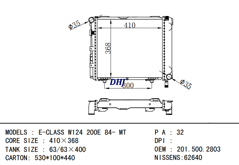 2015002803 A2015002803 BENZ E-CLASS W124 200E 84- MT RADIATOR