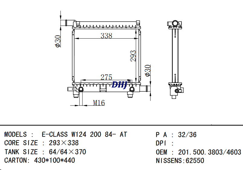 Benz E-CLASS W124 radiator 2015004003 A2015004003 2015003803 2015004603 A2015003803 A2015004603 2015000603 A2015000603