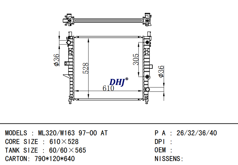 Benz ML320/W163 97-00 AT radiator