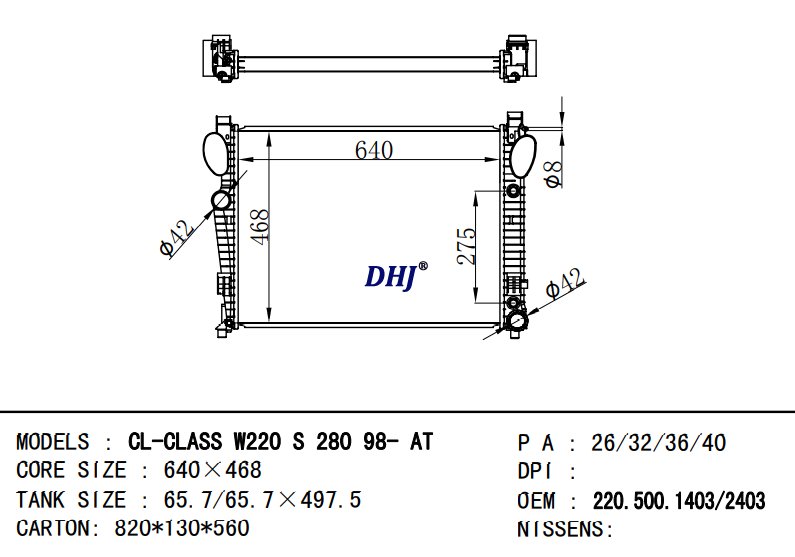 BENZ CL-CLASS RADIATOR 2205001403 2205002403