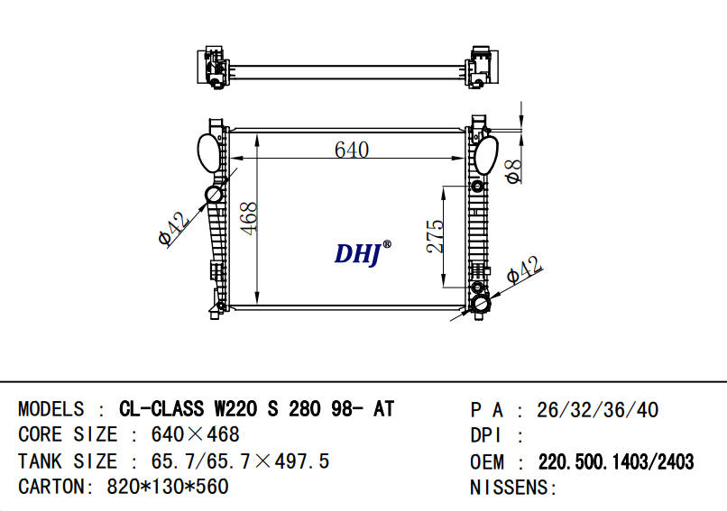 BENZ CL-CLASS (W220) RADIATOR 2205001403 2205002403