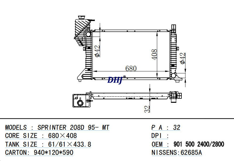 BENZ SPRINTER RADIATOR 9015002400 9015003100 9015003300 A9015002400 A9015003100 A