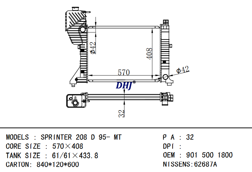 9015001800 A9015001800 BENZ SPRINTER 208 D 95- MT RADIATOR