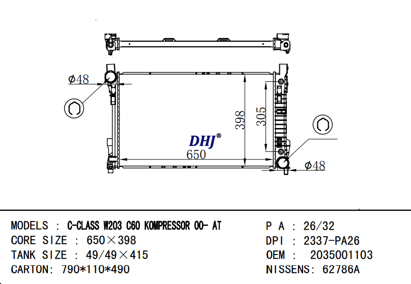 BENZ RADIATOR 2035000403 2035001103 2035002503 2035001003 2035000703 2035000503 2