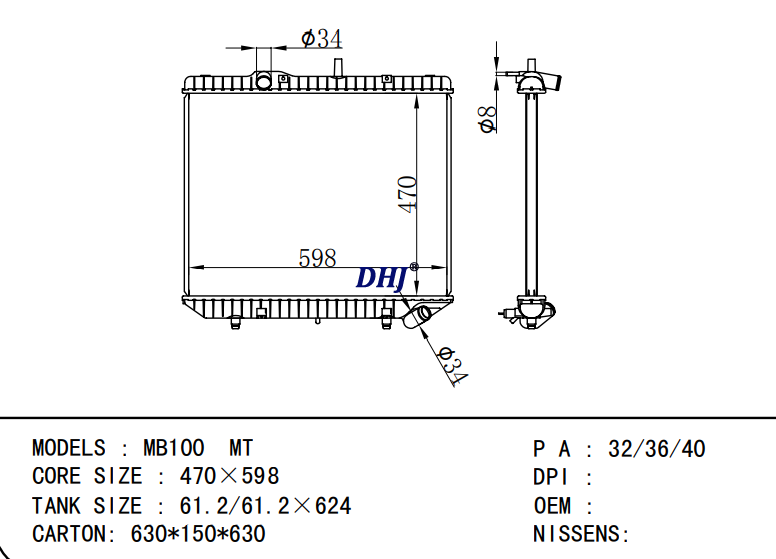 BENZ MB100 MT RADIATOR