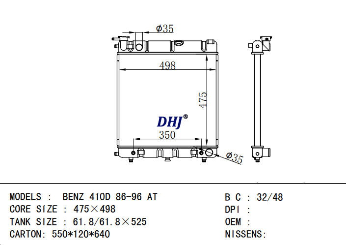 BENZ 410D 86-96 AT MT RADIATOR