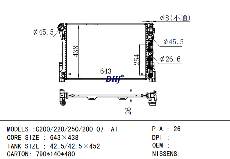 BENZ C200/220/250/280 07- AT RADIATOR