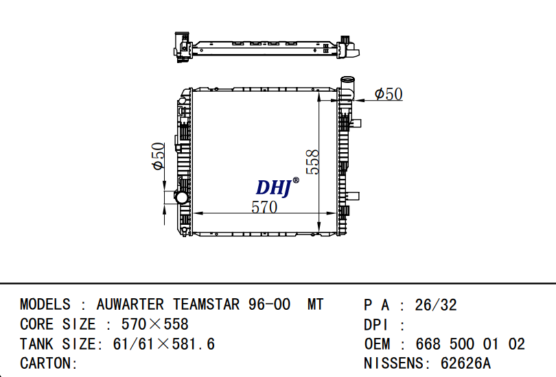 BENZ AUWARTER TEAMSTAR RADIATOR 6685000102 6685000602