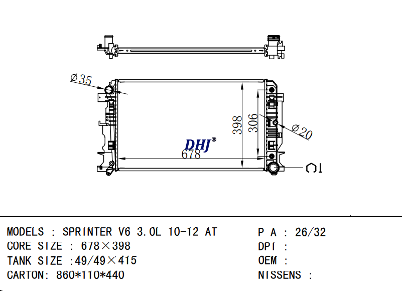 BENZ SPRINTER V6 3.0L 10-12 AT/MT RADIATOR