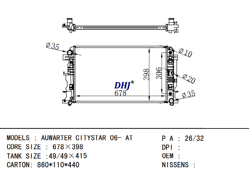 BENZ AUWARTER CITYSTAR 06- AT/MT RADIATOR