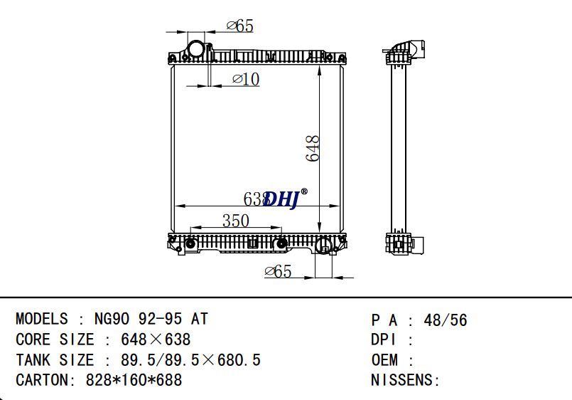 BENZ NG90 92-95 AT truck RADIATOR