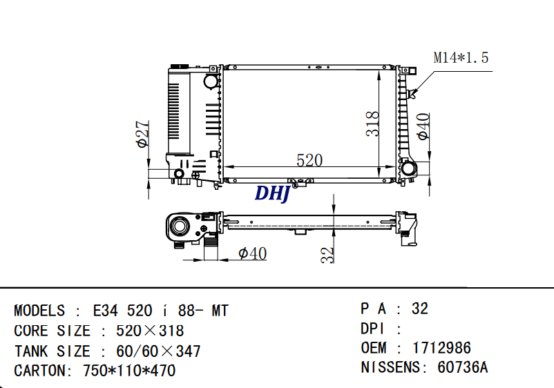 BMW E34 520i RADIATOR 17111712992 1712994 1712992 1712986 17111712986 17111712994