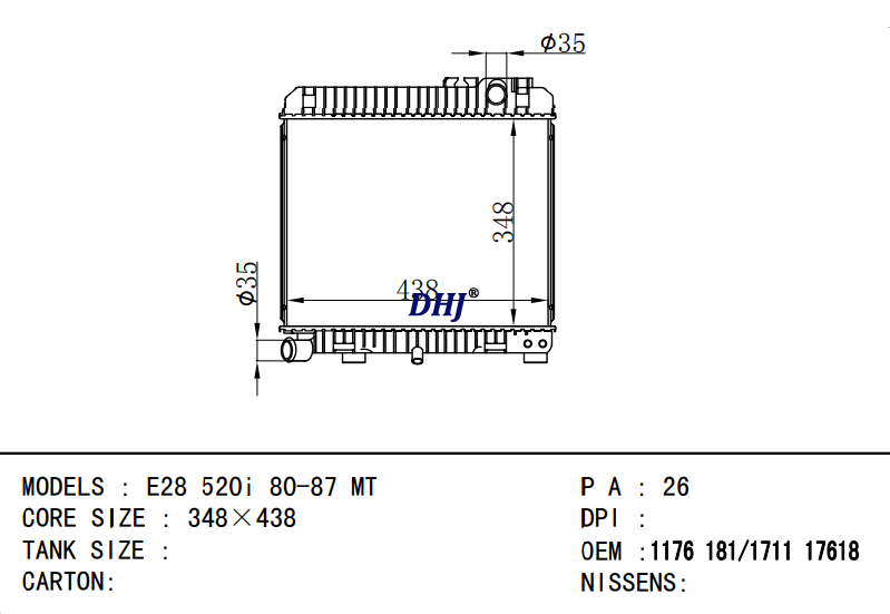BMW E28 520i RADIATOR 1150957 1176181