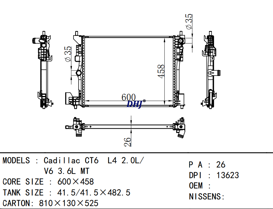 Cadillac CT6 car radiator,84215228 DPI:13623