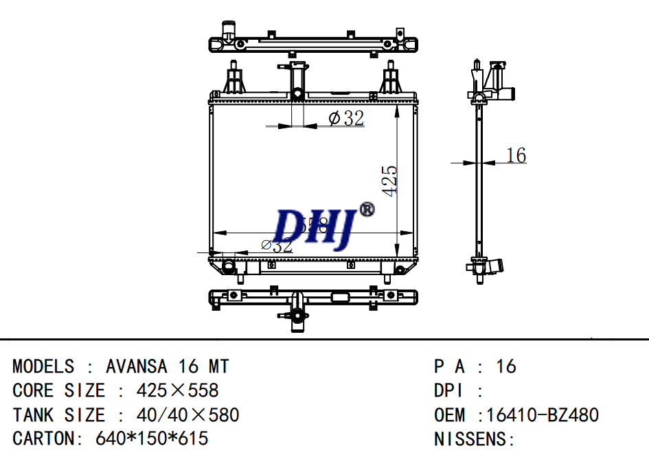 Car Radiator For TOYOTA AVANSA,16410-BZ480
