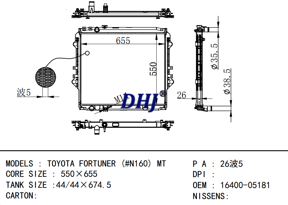 16400-05181,TOYOTA FORTUNER radiator,