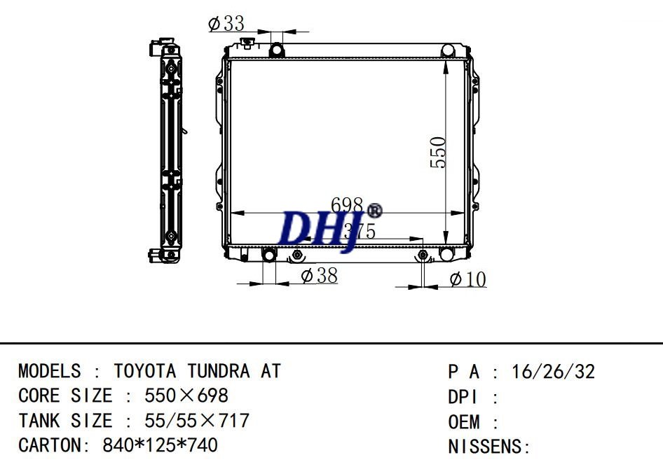 TOYOTA TUNDRA AT car radiator