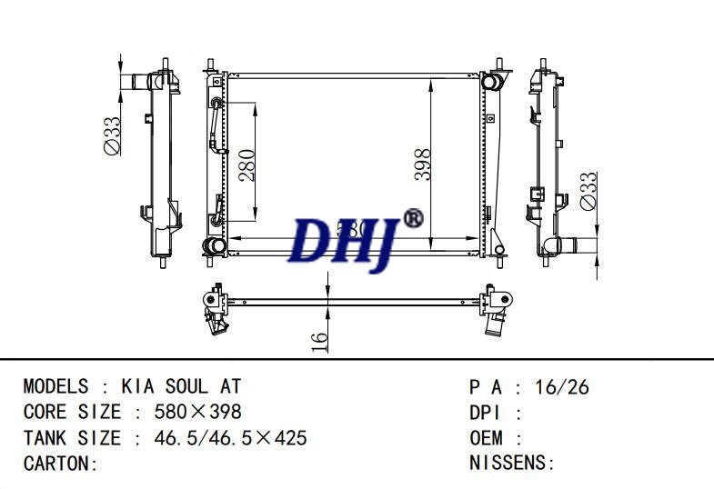 KIA SOUL AT Car Radiator