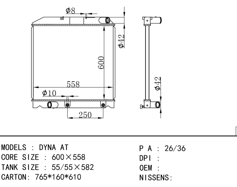 TOYOTA DYNA AT RADIATORS