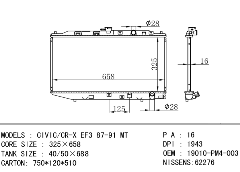 HONDA Radiator 19010PM4004 19010PM4003 19010PE1666 19010-PM4-003 19010-PM4-004 19
