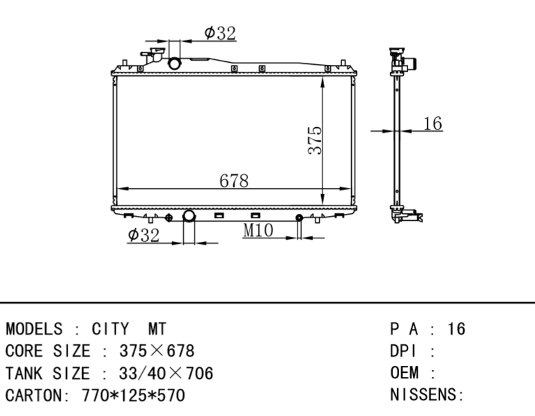 Honda radiator FOR CITY  MT