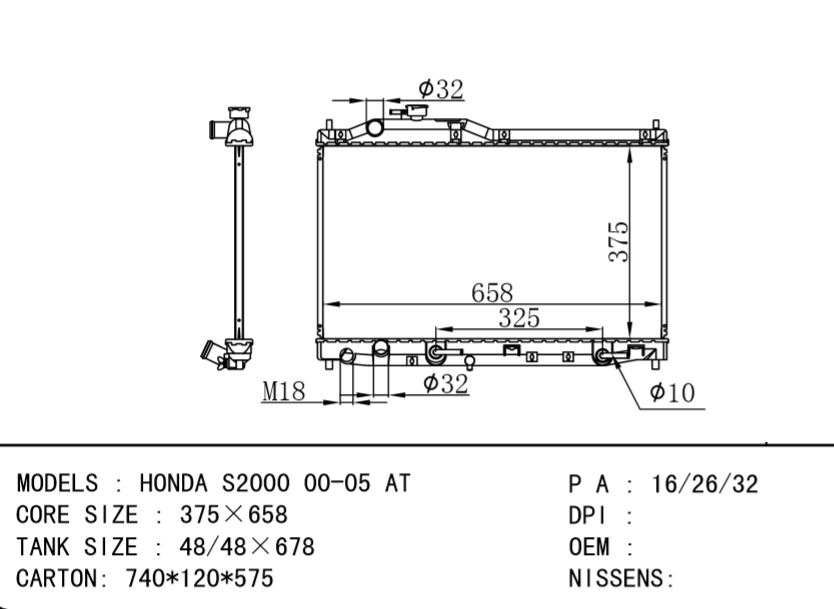 HONDA S2000 00-05 AT RADIATOR AT