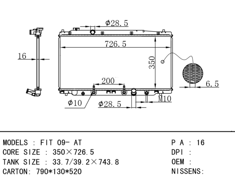 HONDA Radiator FIT 09- AT MT
