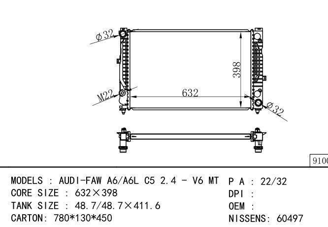  Car Radiator for AUDI AUDI-FAW A6/A6L C5 2.4 -V6 MT