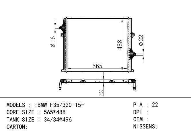 17118625430 Car Radiator for BMW BMW  F35/320 15-