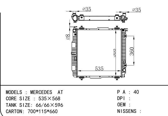  Car Radiator for BENZ MERCEDES AT