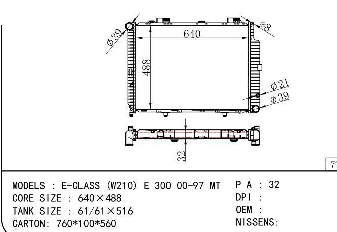  Car Radiator for BENZ E-CLASS (W210) E 300 00-97 MT