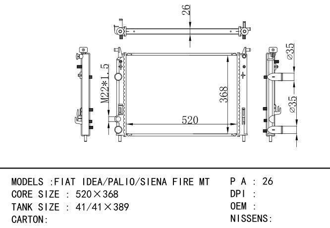 46779394 Car Radiator for FIAT  FIAT IDEA/PALIO/SIENA FIRE MT