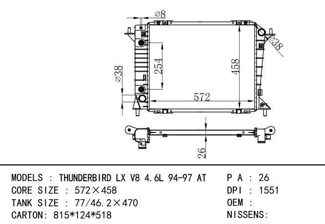  Car Radiator for FORD THUNDERBIRD LX V8 4.6L 94-97 AT