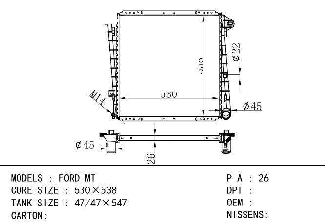  Car Radiator for FORD FORD MT