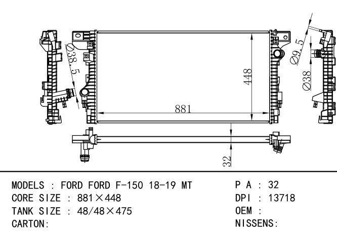  Car Radiator for FORD FORD F-150 18-19 MT