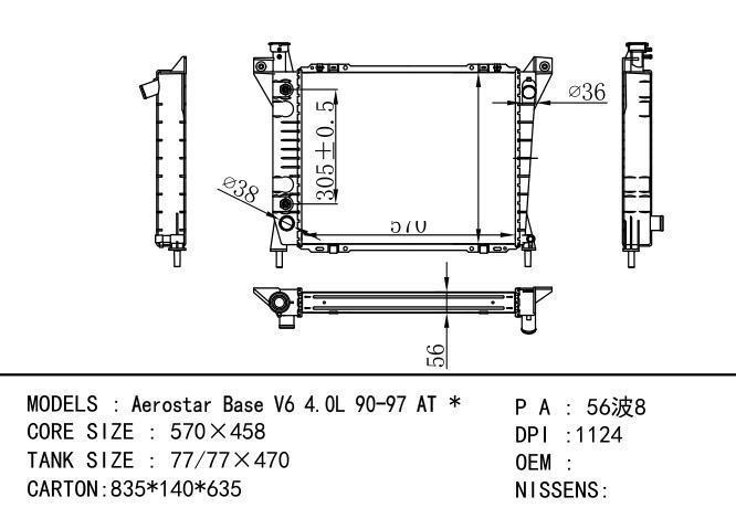  Car Radiator for FORD AeroSTAR base V6 4.0L