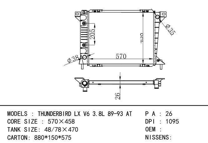  Car Radiator for FORD THUNDERBIRD LX V8 3.8L AT