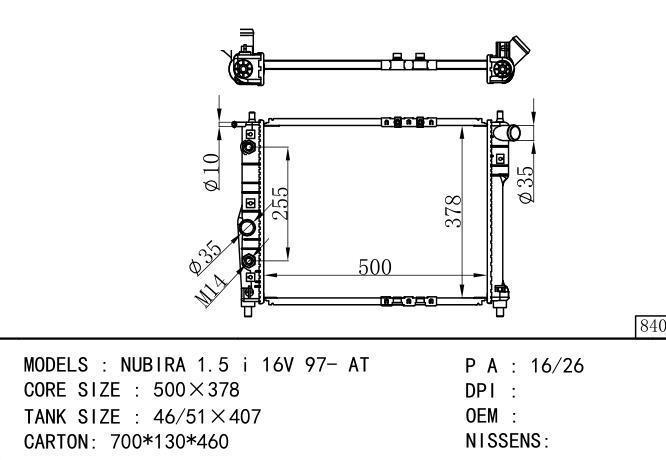  Car Radiator for DAEWOO NUBIRA  1.5 i 16V