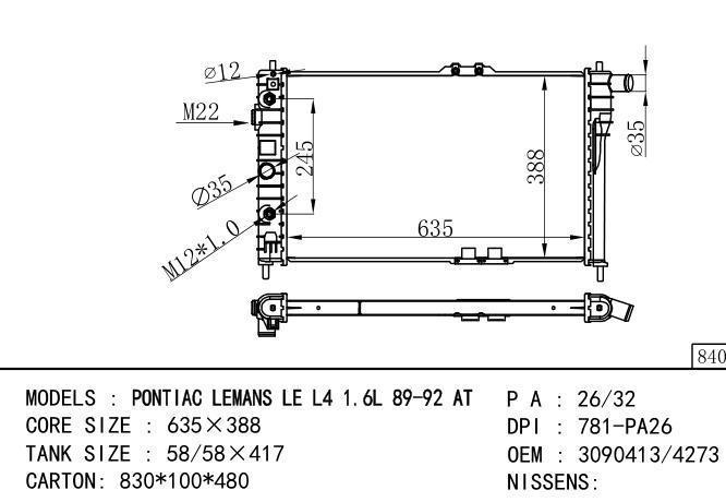 *3090413-4273 Car Radiator for DAEWOO DAEWOO LENMANS-TEMPEST-GTO