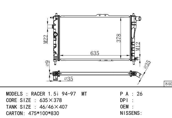 *961 448 47-96143700 Car Radiator for DAEWOO RACER 1.5i